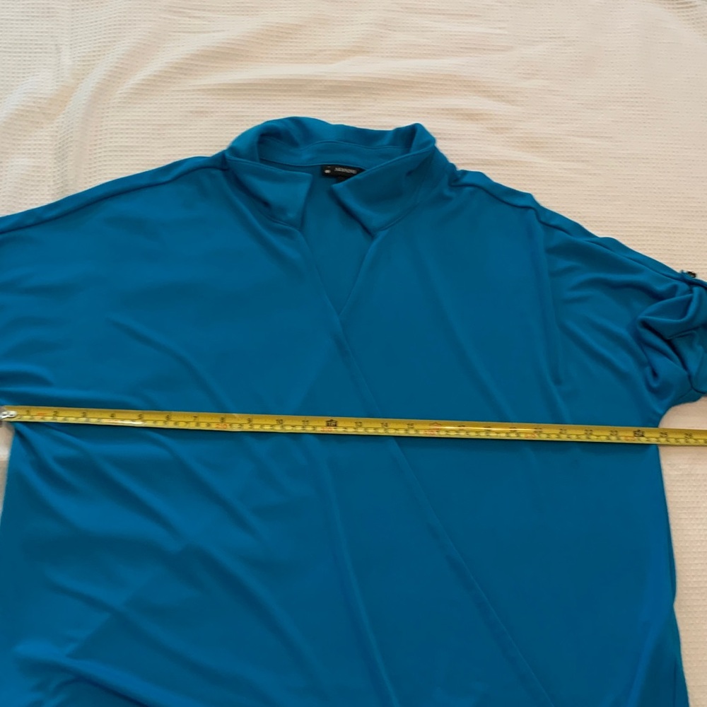 Alfani Blue/ turquoise Women's Blouse with Roll-Tab Sleeves size XL - Picture 6 of 8